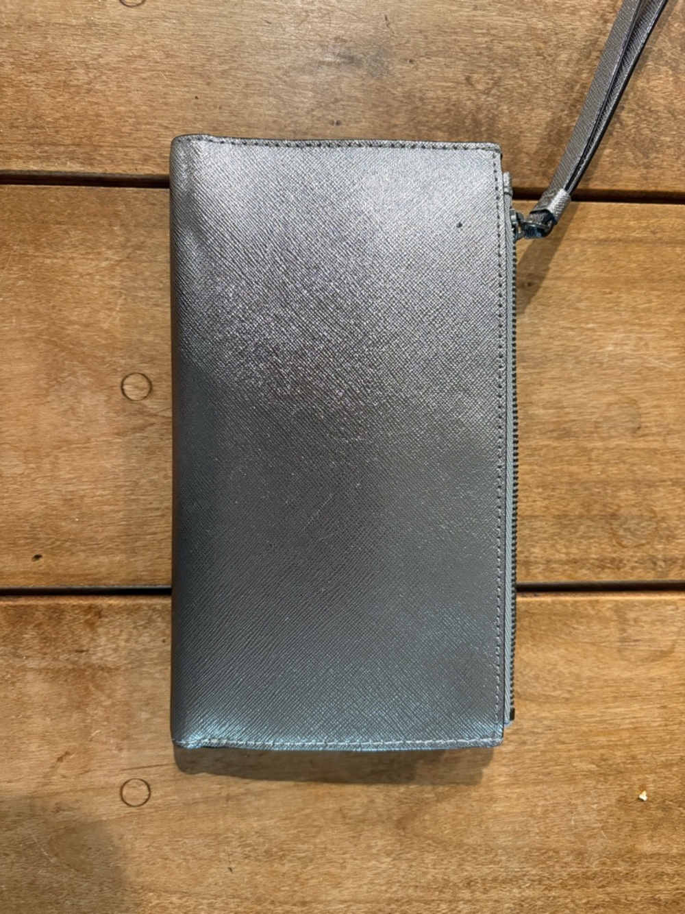 Kate Spade Metallic Silver Zip Wristlet/Wallet